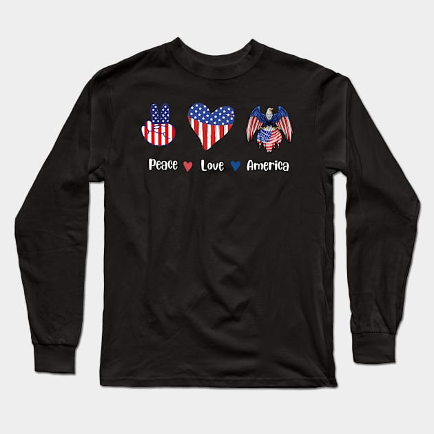 peace love america, united state, gift for teachers Long Sleeve T-Shirt by twitaadesign